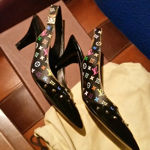 Louis vuitton sling backs black Murakami