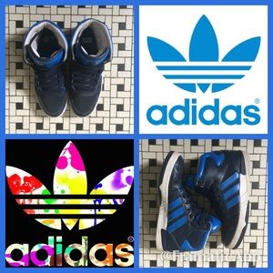 Adidas Original navy and light blue high tops