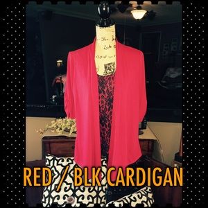 RED/ BLK LACE KNIT CARDIGAN