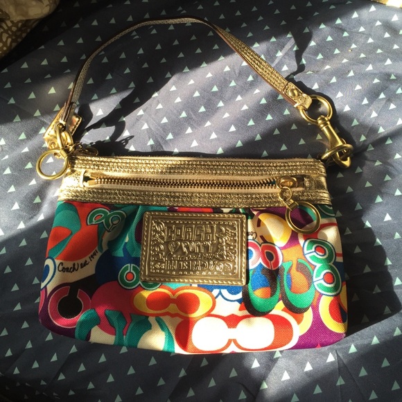 Authentic coach polly wristlet