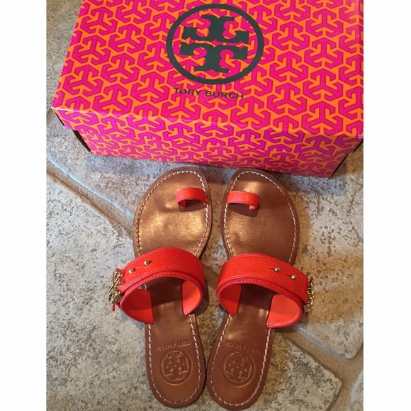 Tory Burch Elina Flat Sandal in Fire Orange
