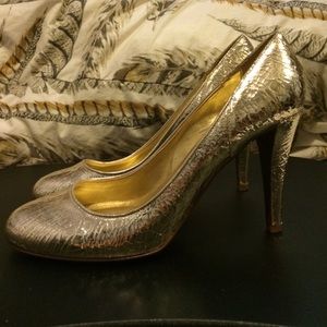 J. Crew Harper Gold Pumps