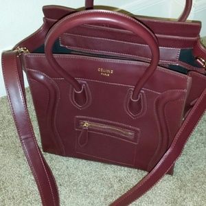 Celine Luggage tote, burgundy