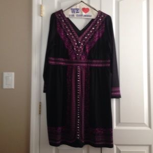 Black/ purple INC dress with beads, long sleeve.