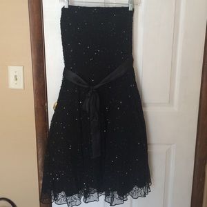Black Sequin Strapless Dress