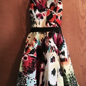 Strapless multi colored homecoming dress