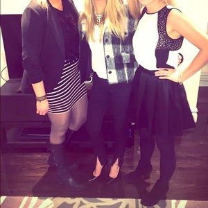 Pleated Black Leather Skirt