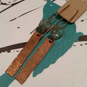 Handmade! NWT copper and crystal earrings.