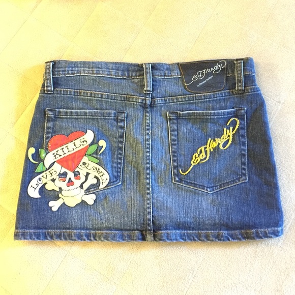 Ed Hardy denim mini skirt size 27