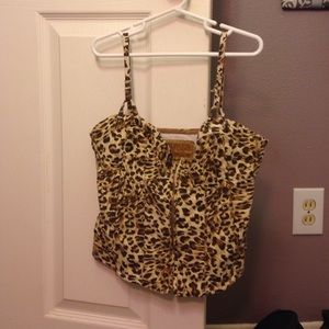 Zippered cheetah crop top
