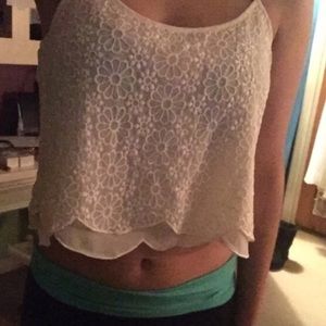 Nude lace top and vest