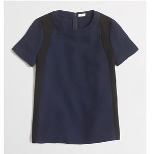 Reserved! JCREW Colorblock Crepe Top- Navy