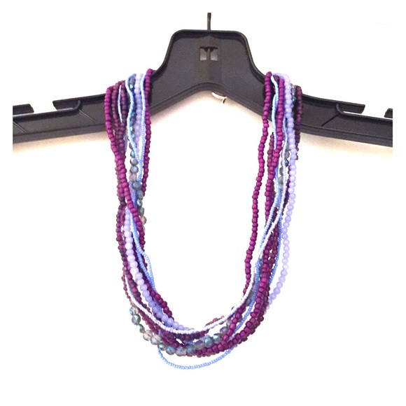 Handmade purple and periwinkle beaded necklace