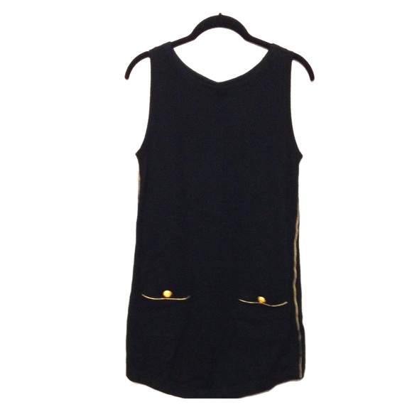 NWOT Theory Black Cashmere Gold Button Trim Dress