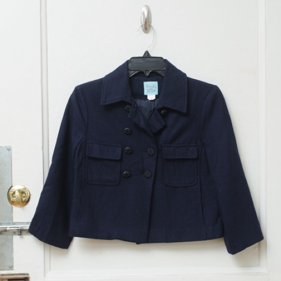 Crop blazer navy blue