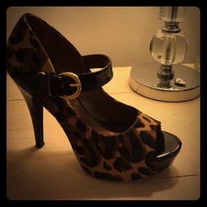 Leopard print w/ animal fur; by Jessica Simpson