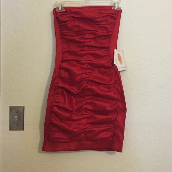 Red Strapless Jessica McClintock Dress