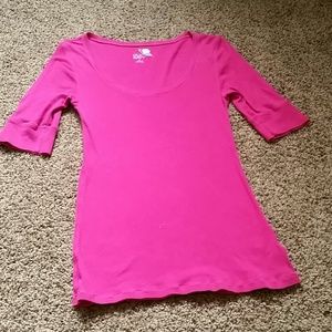 Pink 1/3 length sleeves shirt