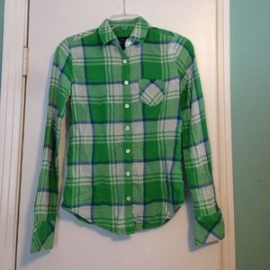 Green and Blue Plaid American Eagle Buttonup Shirt