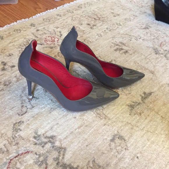 Sold!! Grey patent leather pumps!