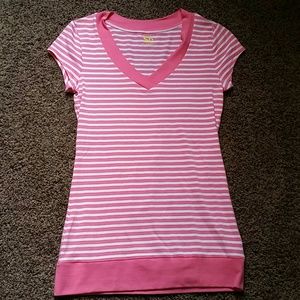 Pink and white striped tee