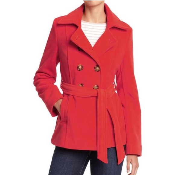 Old Navy Belted Perf Fleece Peacoat Jacket Large