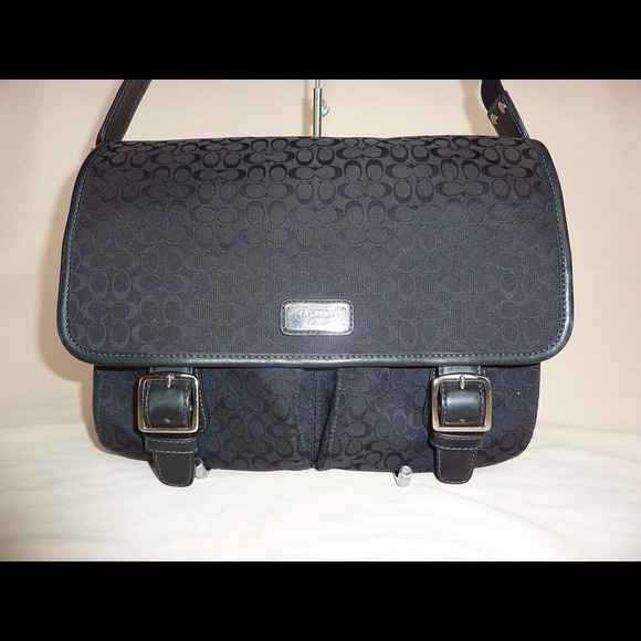 COACH VOYAGER LAPTOP DIAPER MESSENGER BAG BLACK