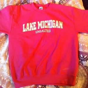 "Lake Michigan Unsalted" crew neck.
