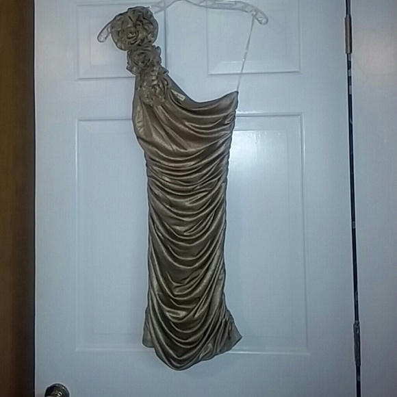 Gold One ShoulderDress