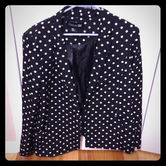 Black and white pokadot blazer