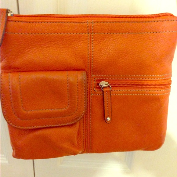 Burnt orange leather handbag