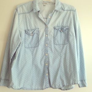 Per Se Blue Polka Dot Button Down