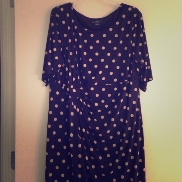 Plus size purple polka-dotted dress