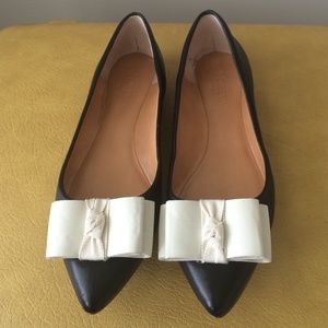 J Crew Black and white Emery flats with bow