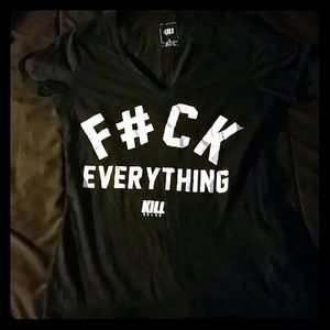 v-neck shirt  and black killing it shirt