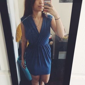 Beautiful blue dress with shoulder zippers