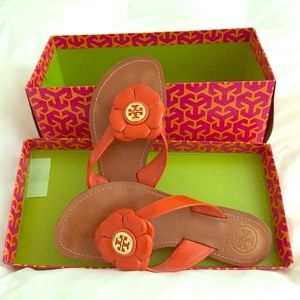Tory Burch Patent Leather Flower Sandals