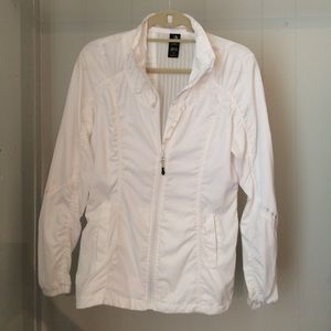 White athletic wind breaker