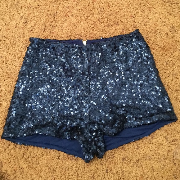 Blue sequin shorts