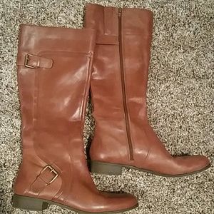 Tan Nine West riding boots