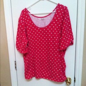 Maurices Hot pink 3/4 sleeve polka-dot top