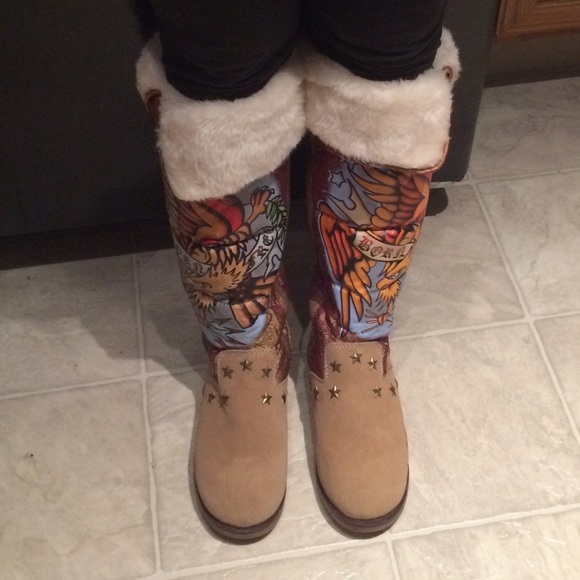Authentic Ed Hardy Knee length Boots