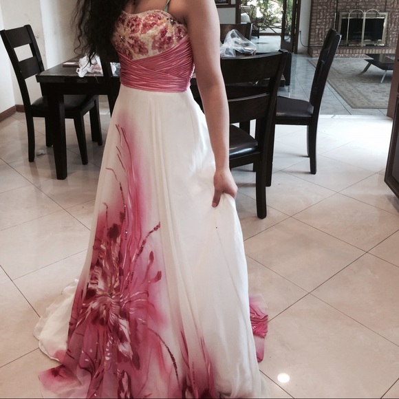 White and pink prom dress - Picture 3 of 6