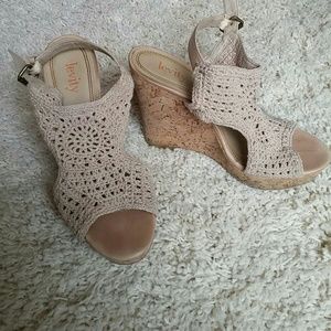 Crochet sandals with cork wedge