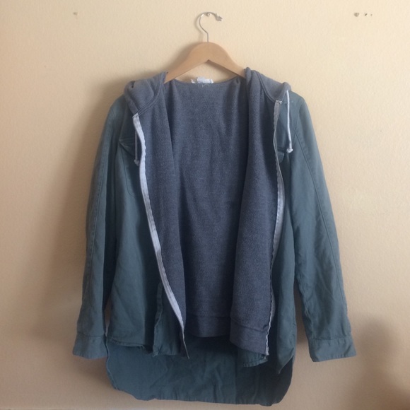 Olive Military Jacket AND Gray Zip Up Hoodie