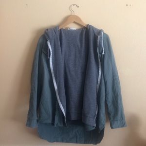 Olive Military Jacket AND Gray Zip Up Hoodie