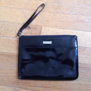 Kate Spade black patent leather wristlet