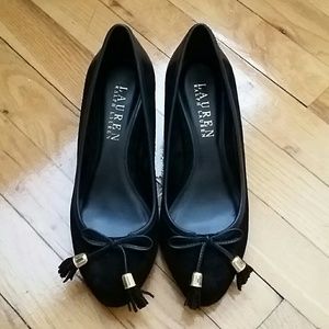 Ralph Lauren wedges, black suede sz 6