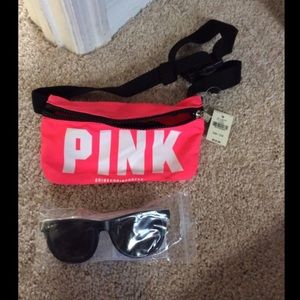 Vs pink fanny pack with sunglasses