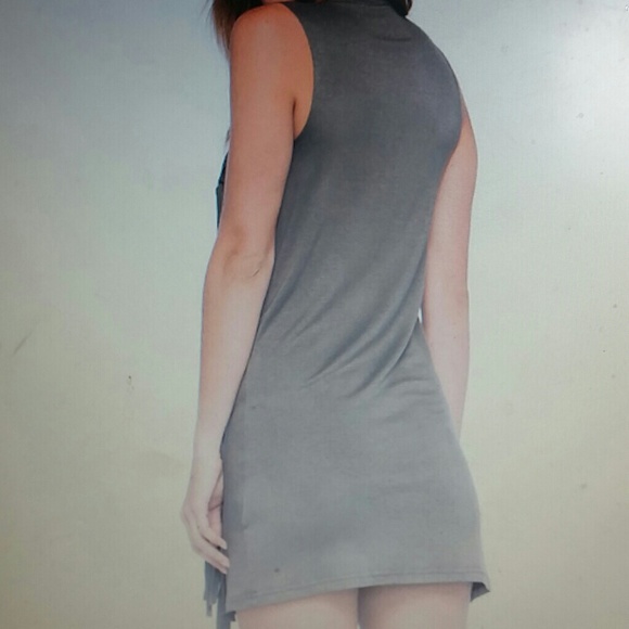 SOLD Fringe Olive Green Dress - Picture 4 of 4